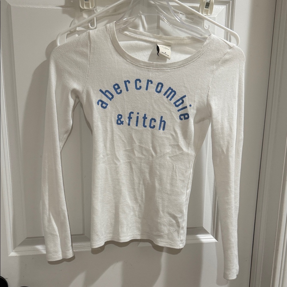 Abercrombie Kids Waffle White Tee with Blue Logo